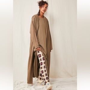 LIKE NEW Free People Coziest Set Maxi Dress + Maxi Cardigan Cardi Oak Bark Small